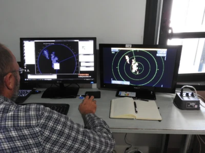 monitoring of the records of the radar on the computer, at Antikythera